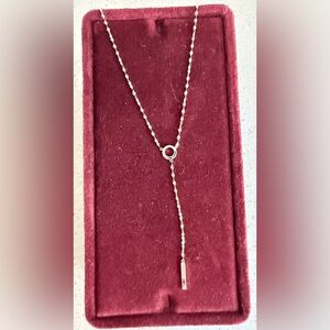 NEW LANA JEWELRY White Gold Y Bar Necklace